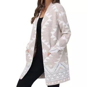 (NWT)Frye Tan White Aztec Southwest
Open Cardigan Sweater XL